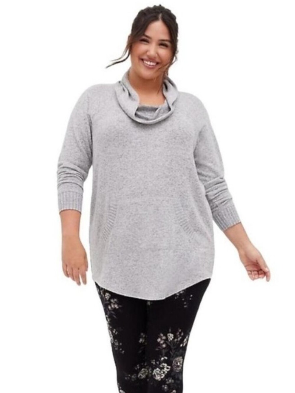 Torrid Super Soft Cowl Neck Plus-Size Sweater in Light Gray 2X